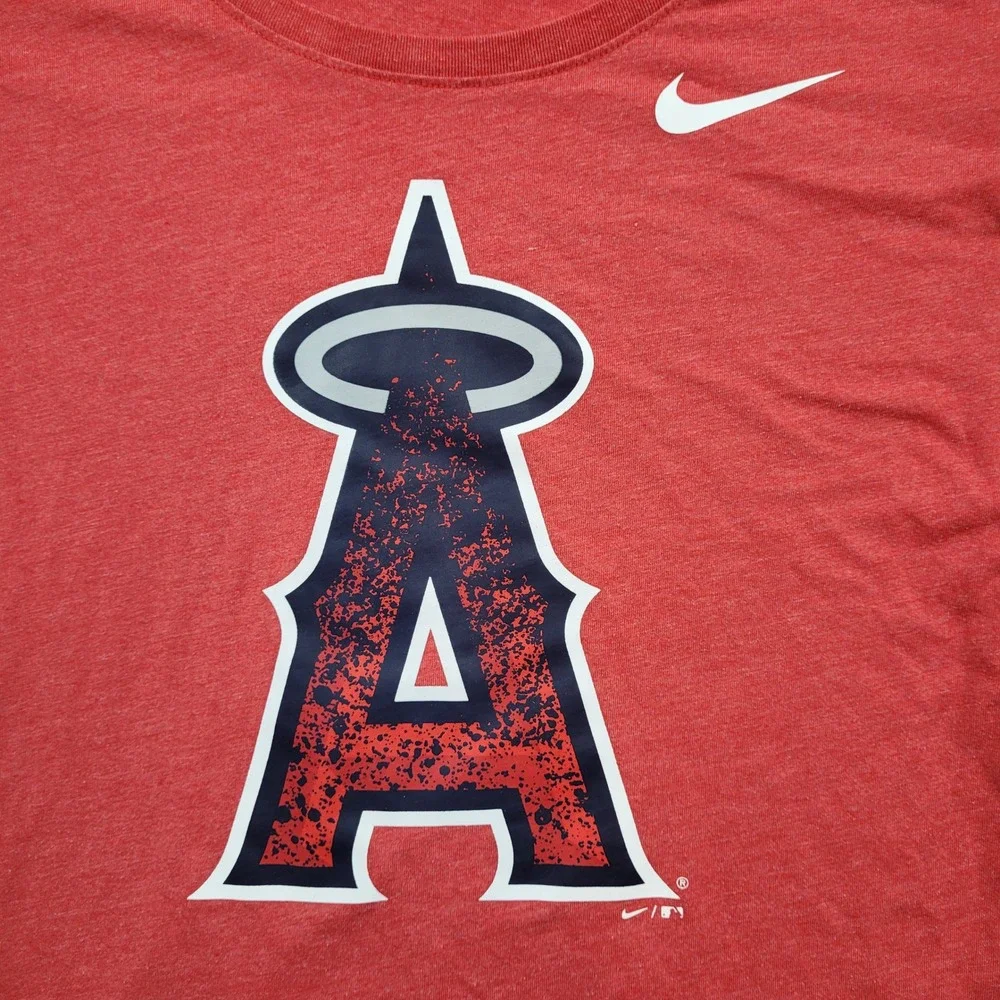 Nike MLB Los‎ Angeles Angels T-Shirt Womens Medium Red Short Sleeve Scoop Neck